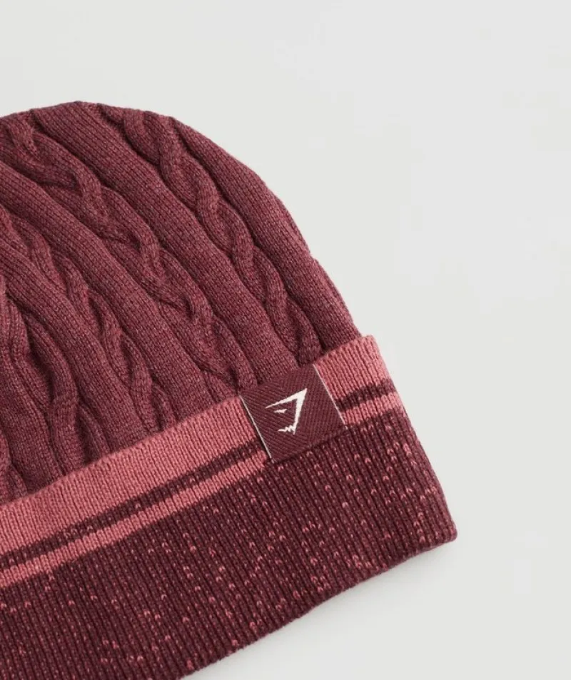 Beanies Gymshark Cable Beanie Vino Granate | 216074-ZIP