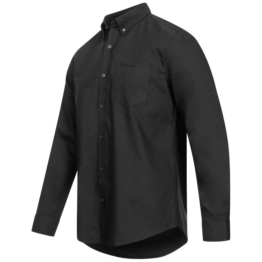 BEN SHERMAN Oxford Hombre Camisa de manga larga 0076260-APENAS NEGRO