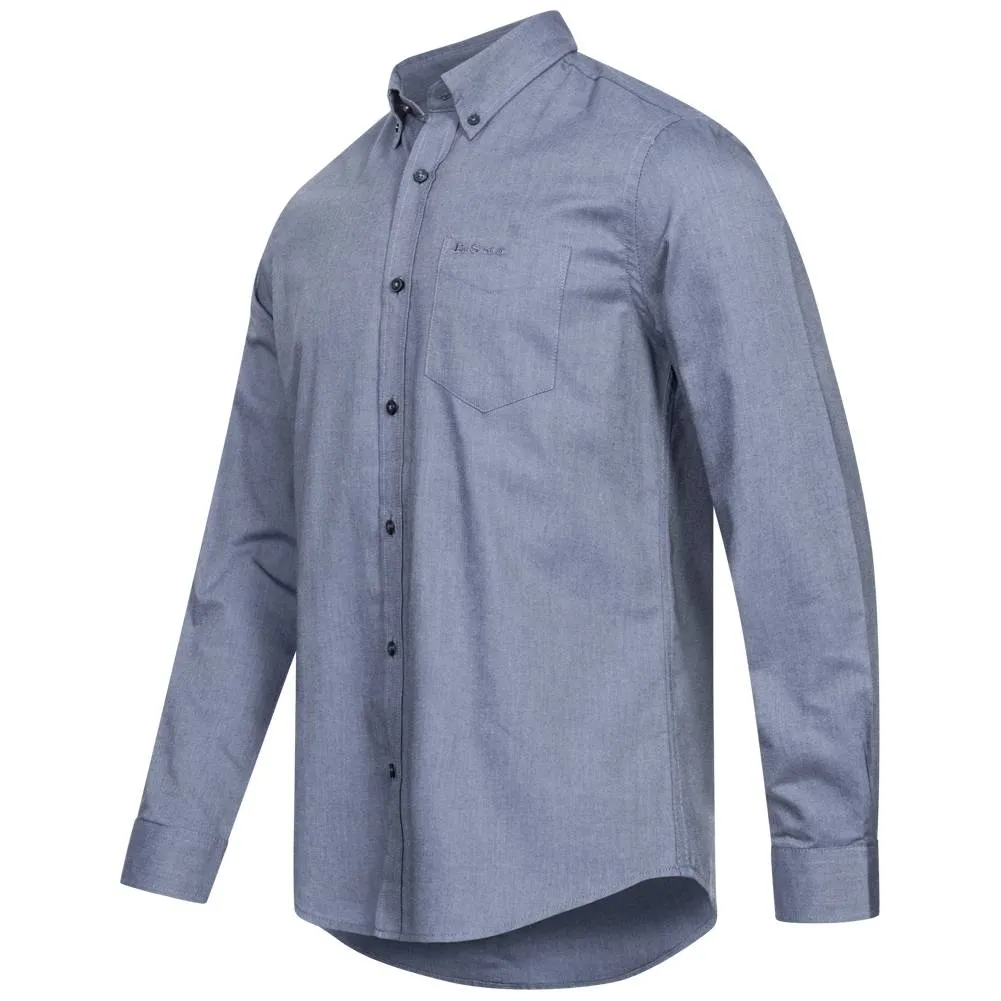 BEN SHERMAN Oxford Hombre Camisa de manga larga 0076260-AZUL OSCURO