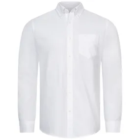 BEN SHERMAN Oxford Hombre Camisa de manga larga 0076260-BLANCO