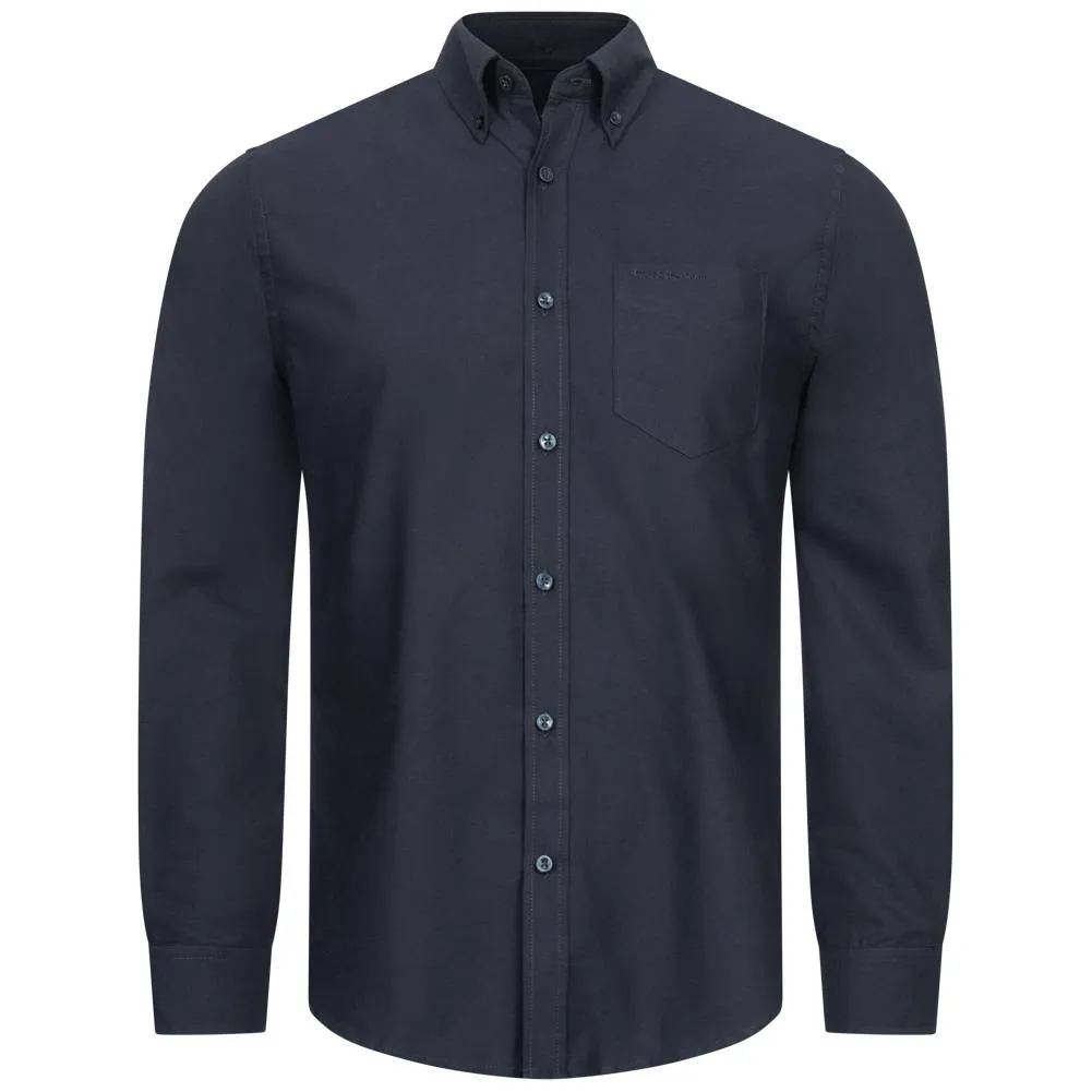 BEN SHERMAN Oxford Hombre Camisa de manga larga 0076260-MARINO OSCURO