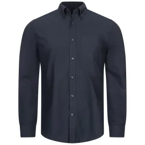 BEN SHERMAN Oxford Hombre Camisa de manga larga 0076260-MARINO OSCURO