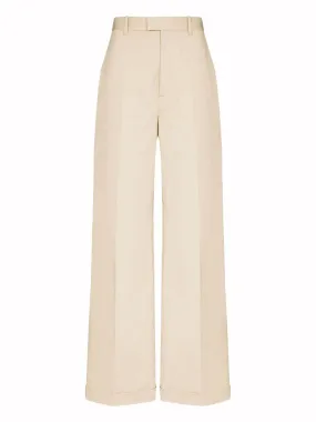 Bottega Veneta Wide Leg Trousers With Turn-Up Cuffs