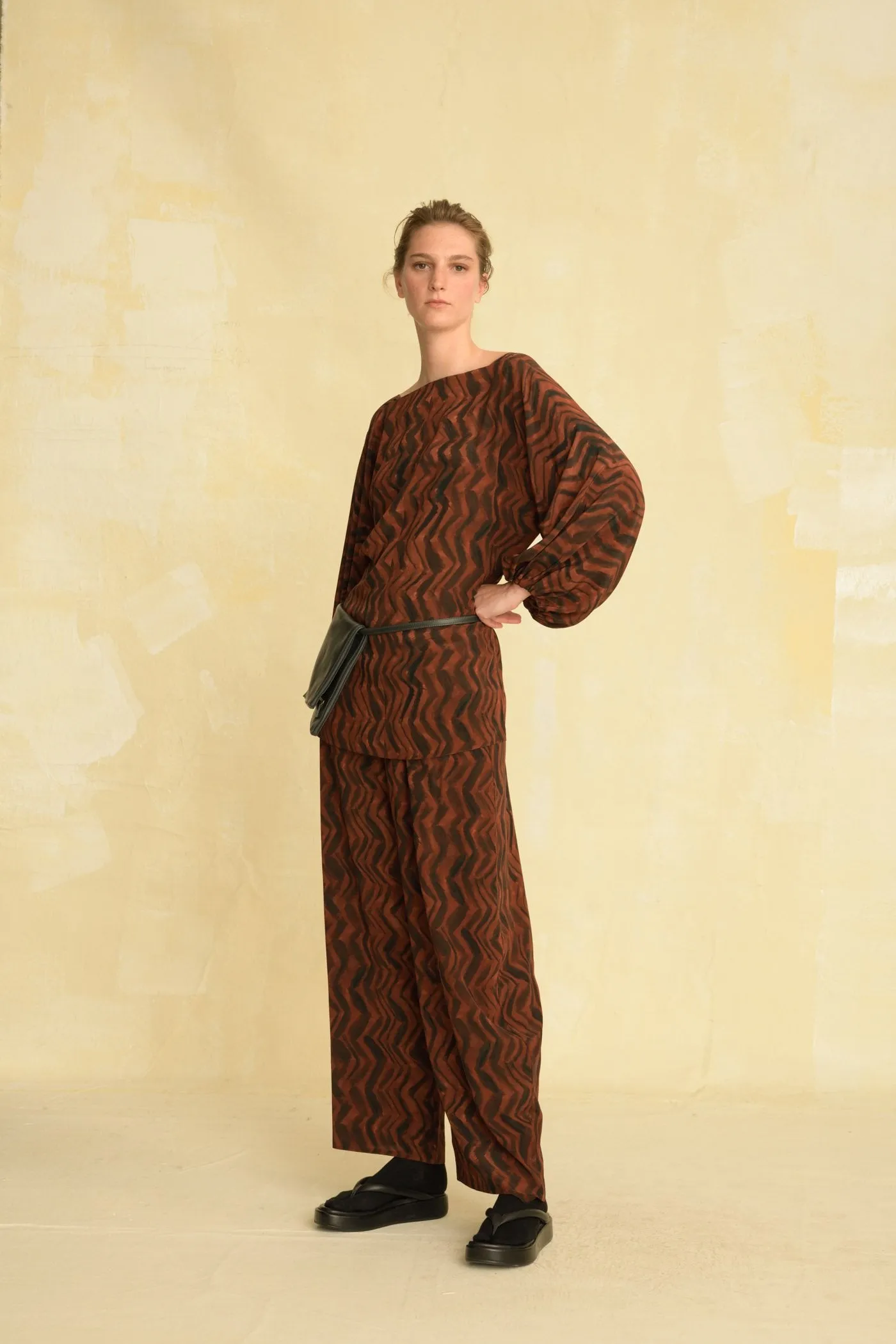 Debra, printed silk trousers