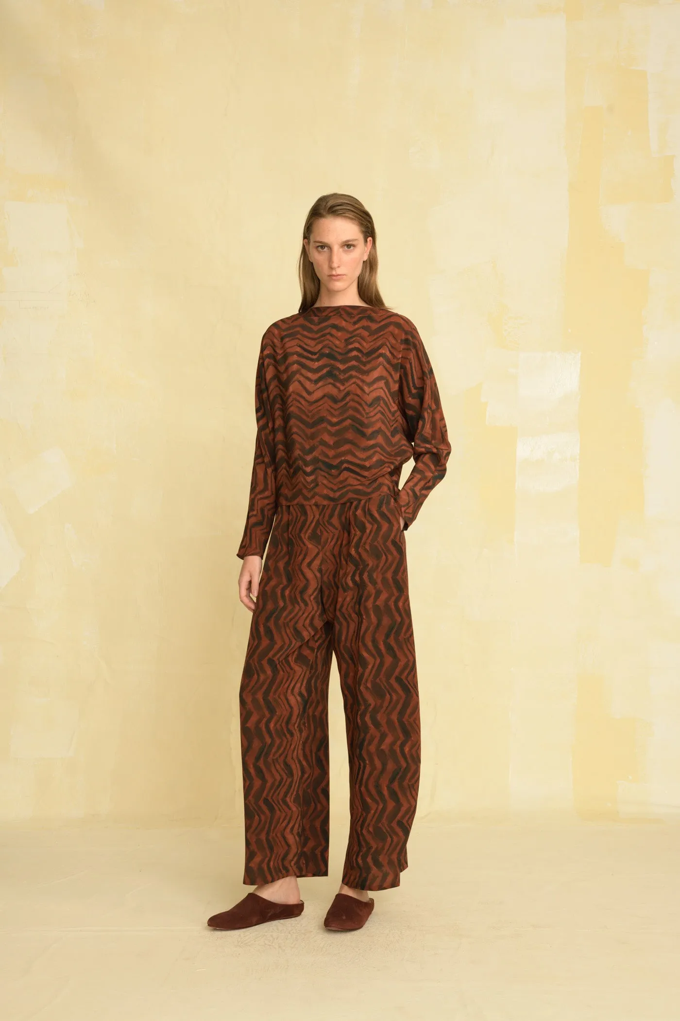 Debra, printed silk trousers