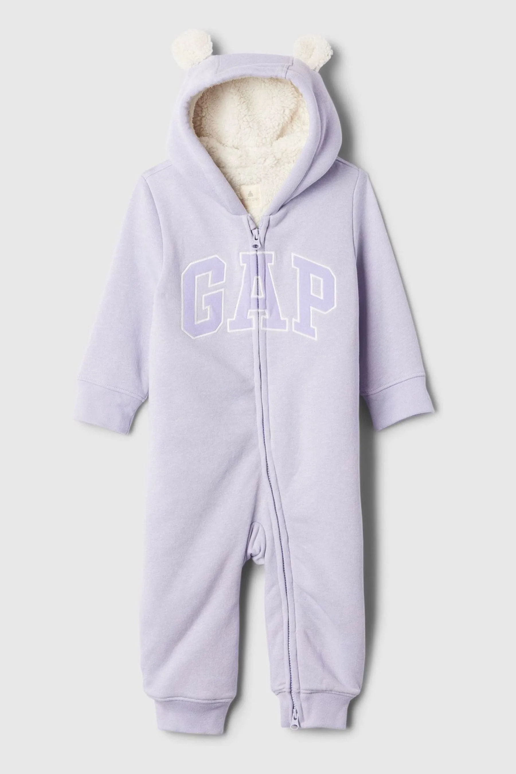 Gap Logo Sherpa Lined Zip Hooded All in One (Newborn - 24 meses)