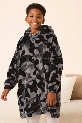 Gris camuflaje - Fleece Hooded Blanket (3-16yrs)