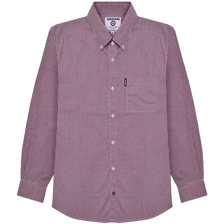 Lambretta Gingham Check Hombre Camisa de manga larga RWIS1384