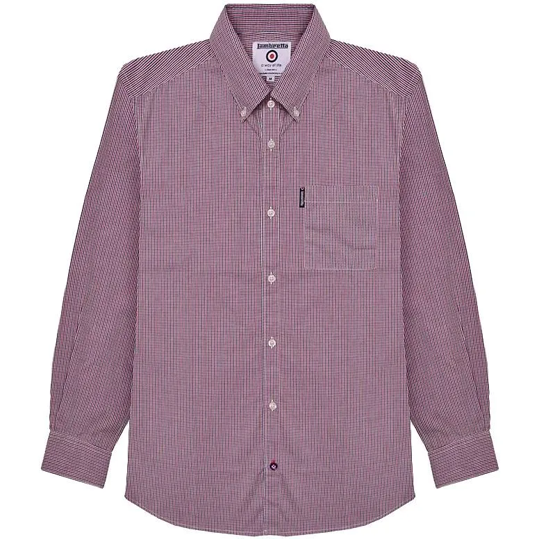 Lambretta Gingham Check Hombre Camisa de manga larga RWIS1384