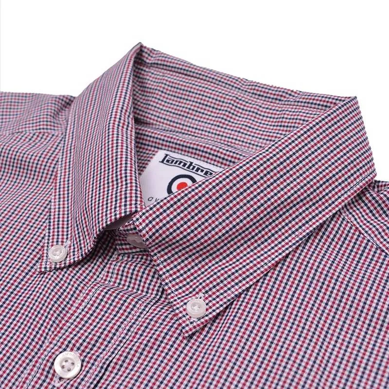 Lambretta Gingham Check Hombre Camisa de manga larga RWIS1384