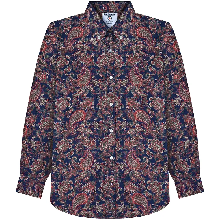 Lambretta Paisley Hombre Camisa de manga larga RWIS1380