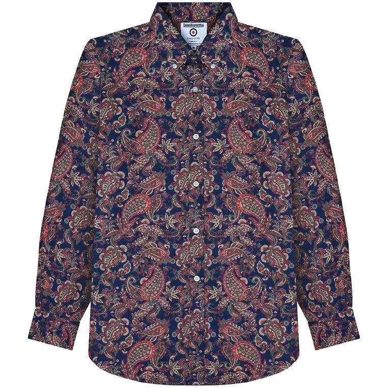 Lambretta Paisley Hombre Camisa de manga larga RWIS1380