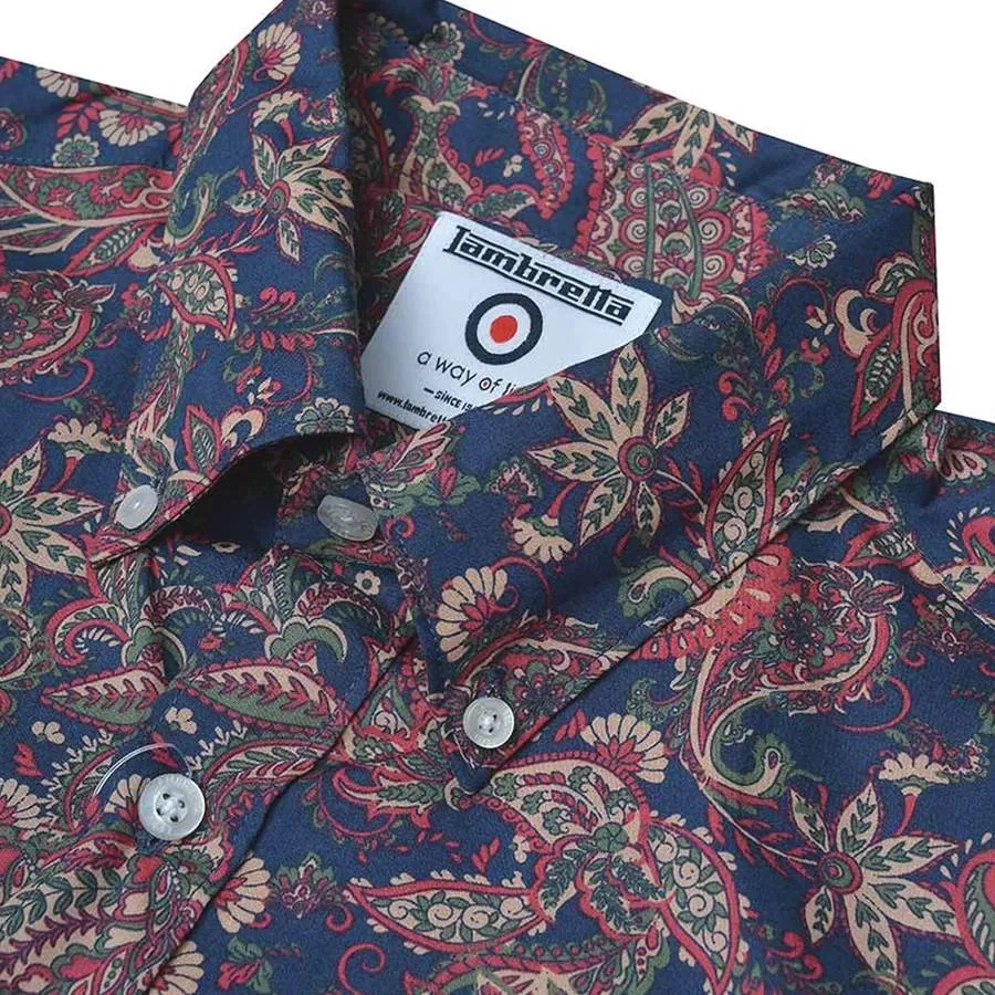 Lambretta Paisley Hombre Camisa de manga larga RWIS1380