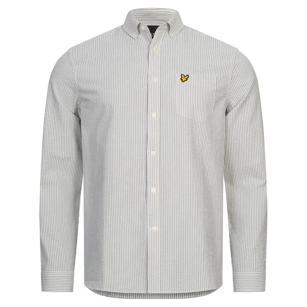 Lyle y Scott Seersucker Strike Hombre Camisa de manga larga LW1214V-W346