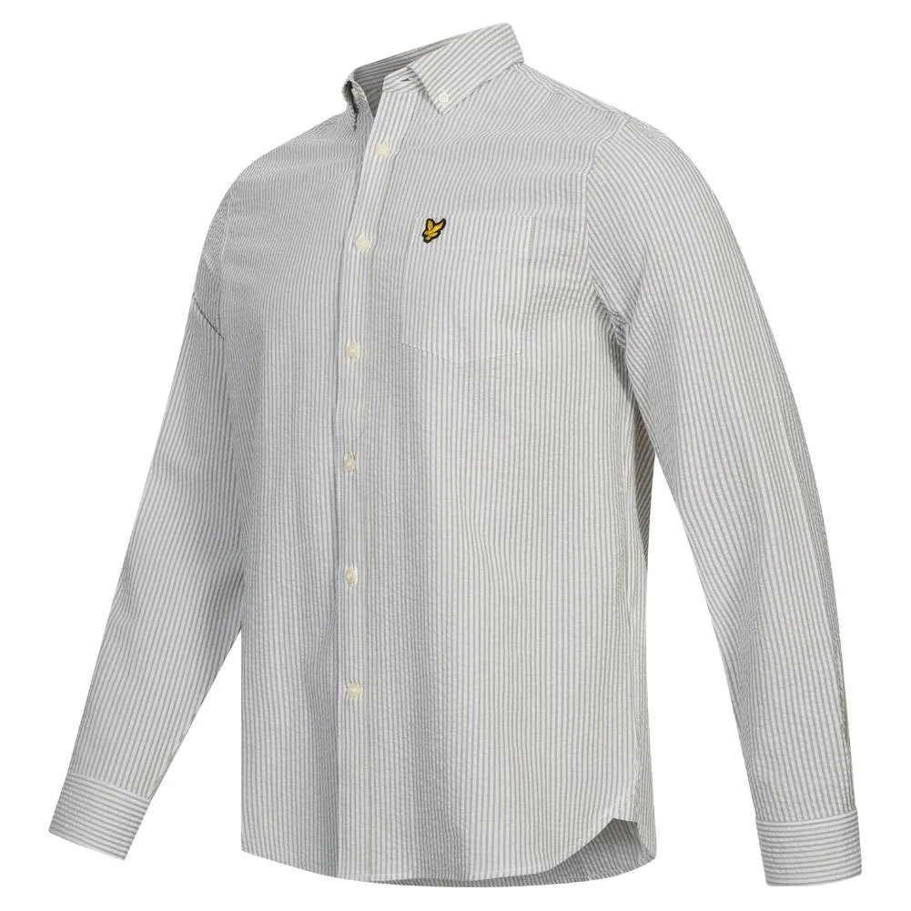 Lyle y Scott Seersucker Strike Hombre Camisa de manga larga LW1214V-W346