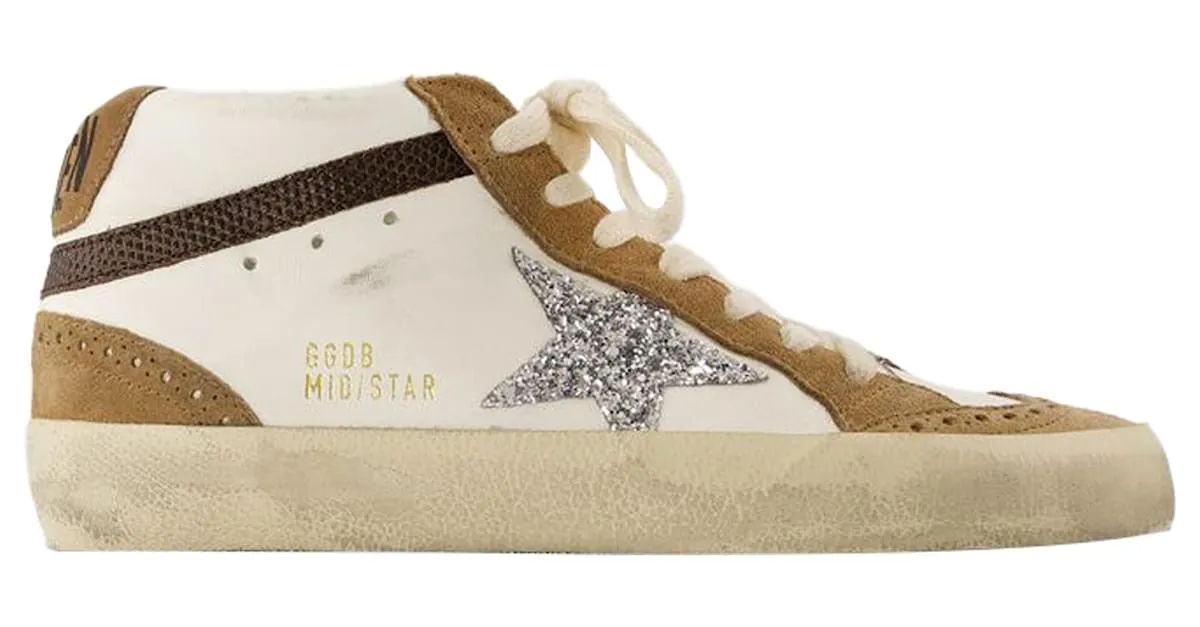 Mid Star Sneakers - Golden Goose Deluxe Brand - Cuero - Blanco 