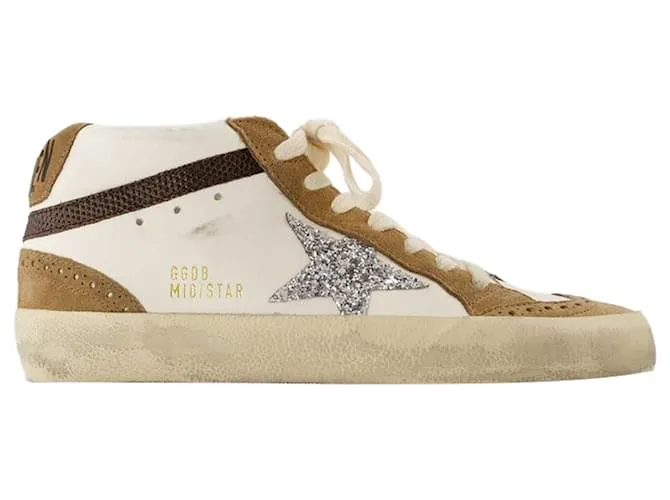 Mid Star Sneakers - Golden Goose Deluxe Brand - Cuero - Blanco 