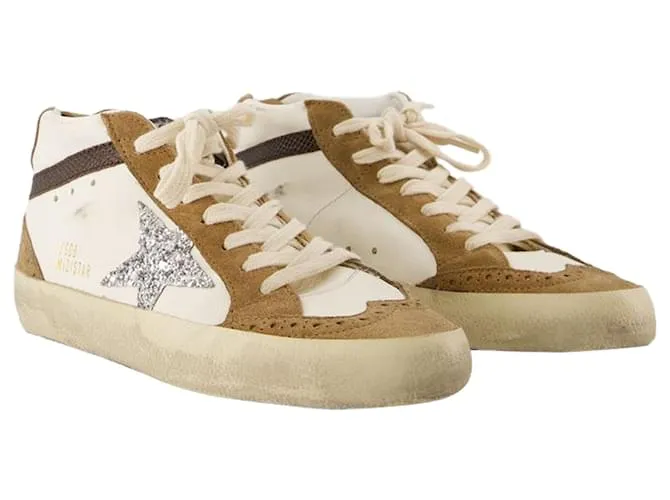 Mid Star Sneakers - Golden Goose Deluxe Brand - Cuero - Blanco 