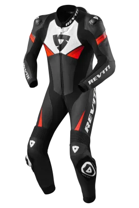 Rev'it! Mono de Cuero Piece Suit Argon 2 Negro-Rojo Neón