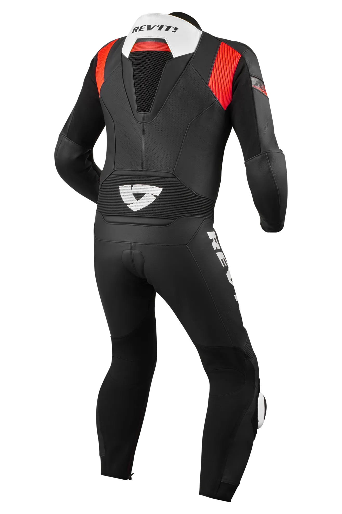 Rev'it! Mono de Cuero Piece Suit Argon 2 Negro-Rojo Neón