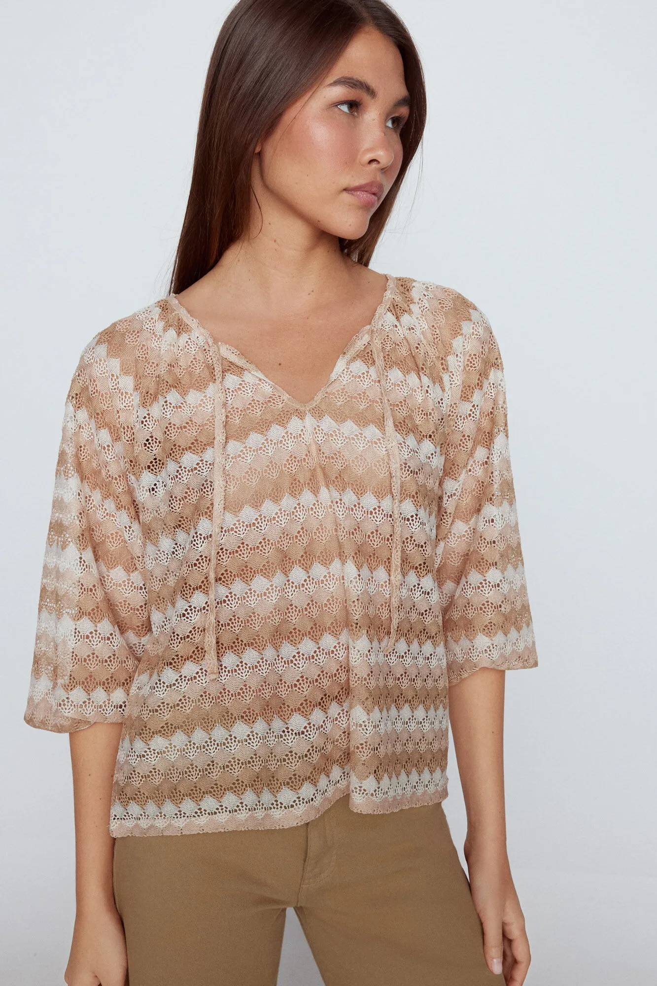 Slowlove Top manga larga crochet