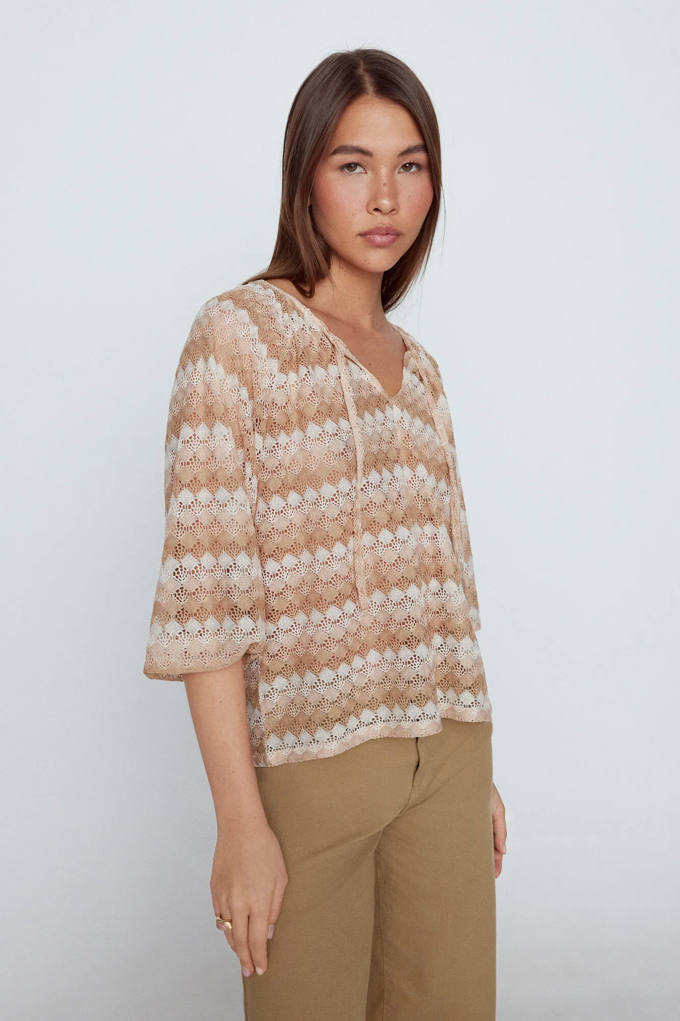 Slowlove Top manga larga crochet