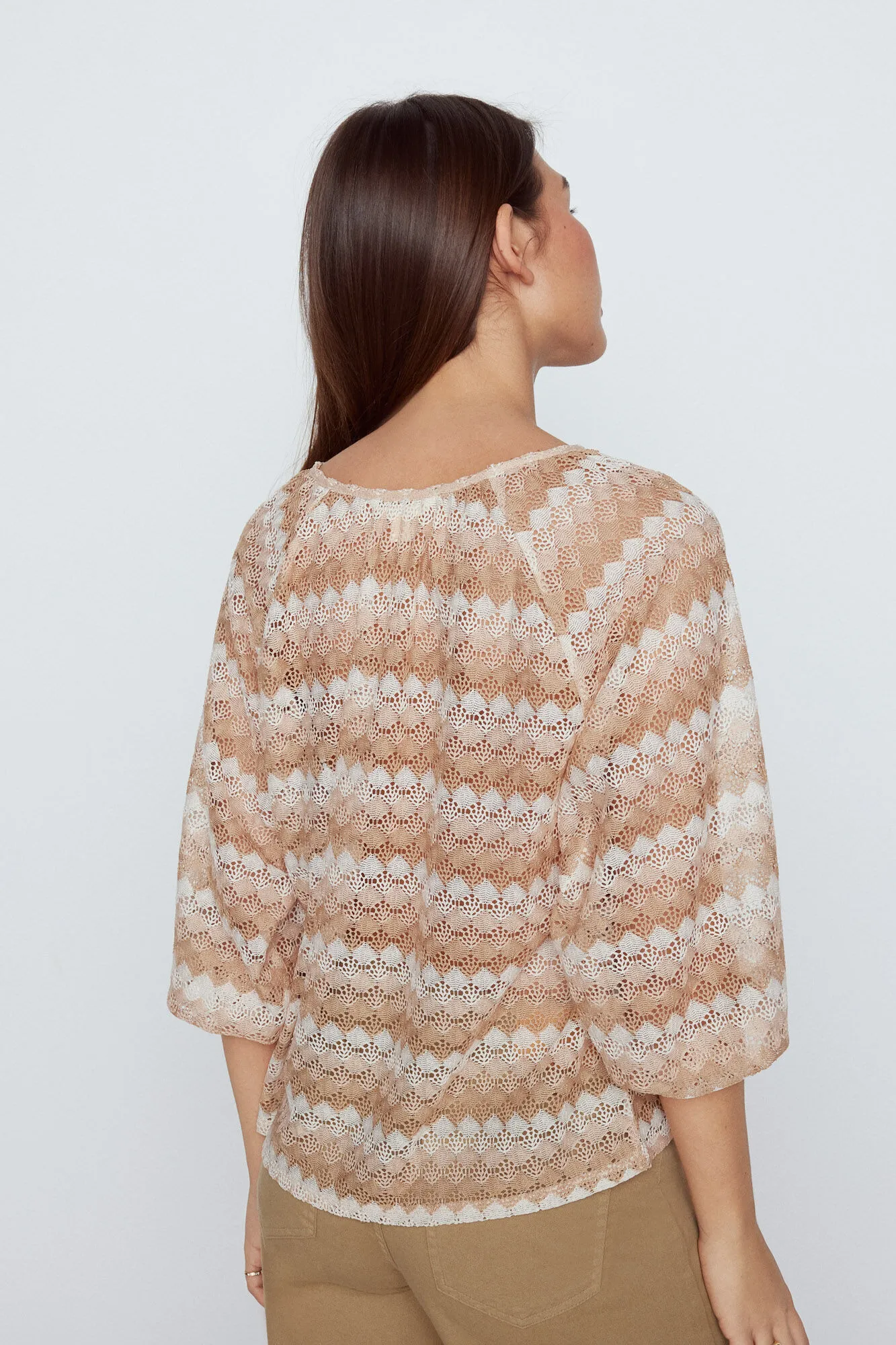 Slowlove Top manga larga crochet