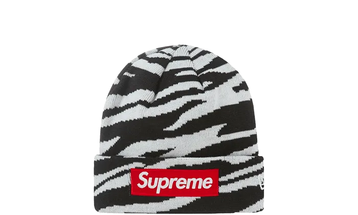 Supreme New Era Box Logo Beanie (FW22) Zebra