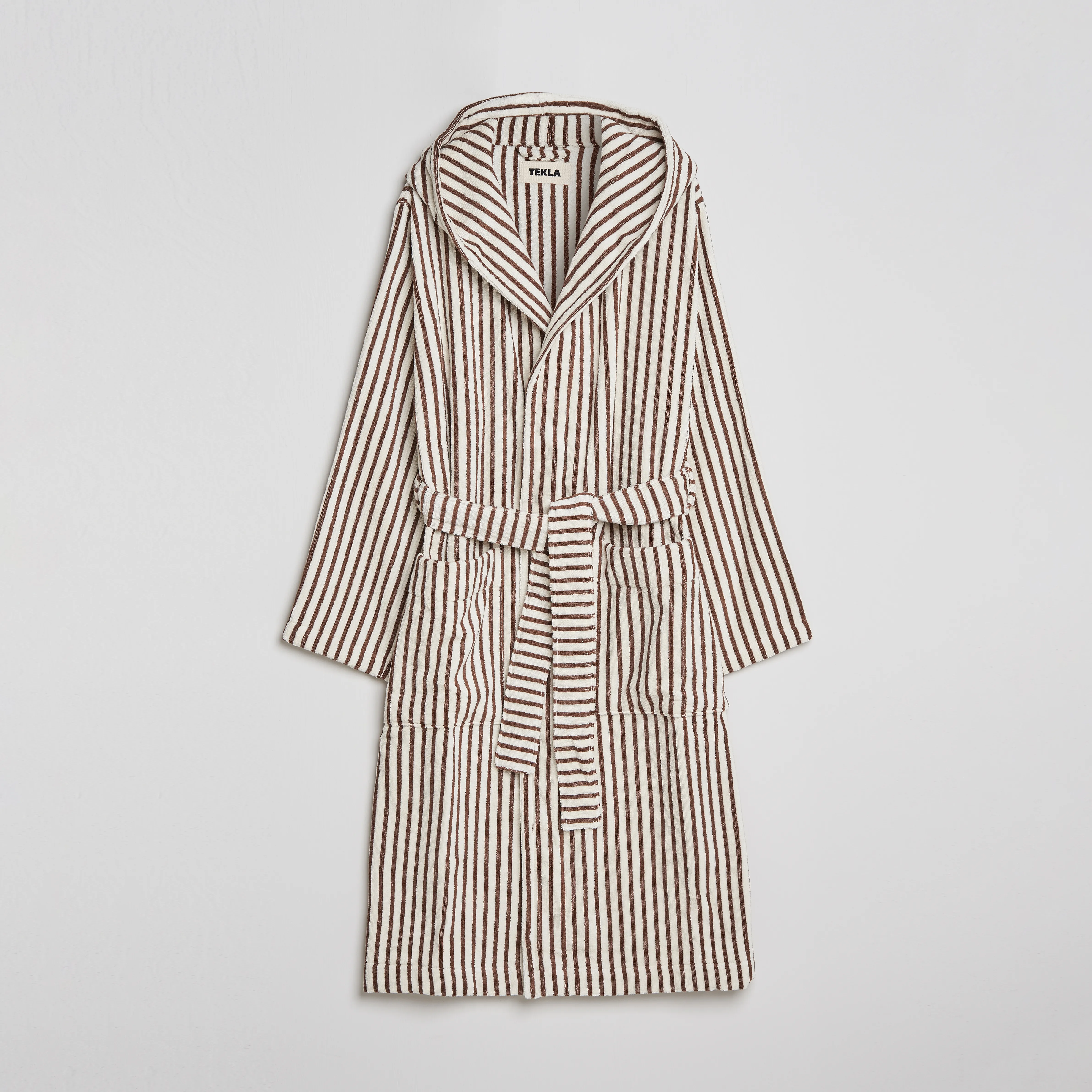 Tekla Organic Terry Hooded Bathrobe Kodiak Stripes