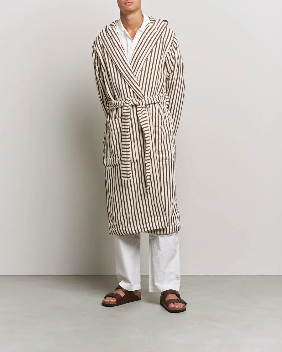 Tekla Organic Terry Hooded Bathrobe Kodiak Stripes