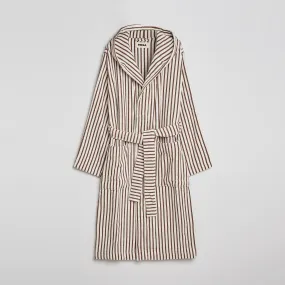 Tekla Organic Terry Hooded Bathrobe Kodiak Stripes