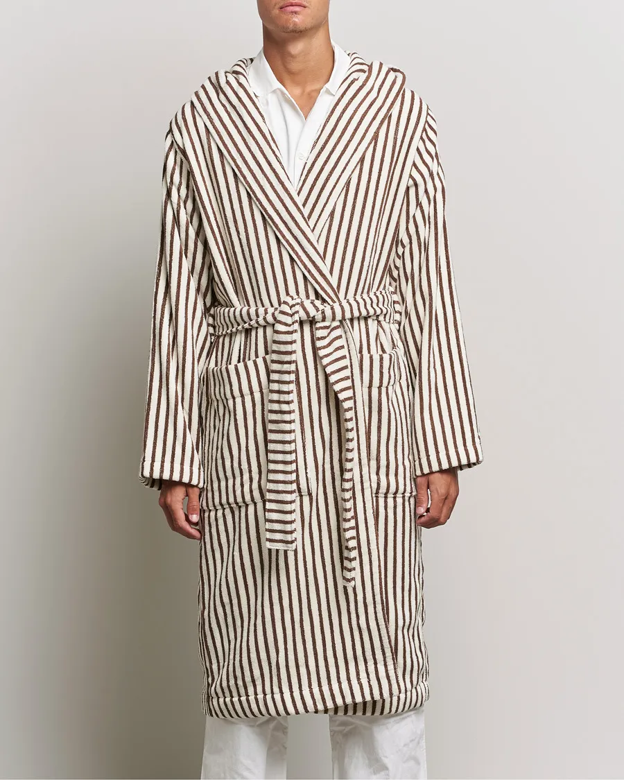 Tekla Organic Terry Hooded Bathrobe Kodiak Stripes