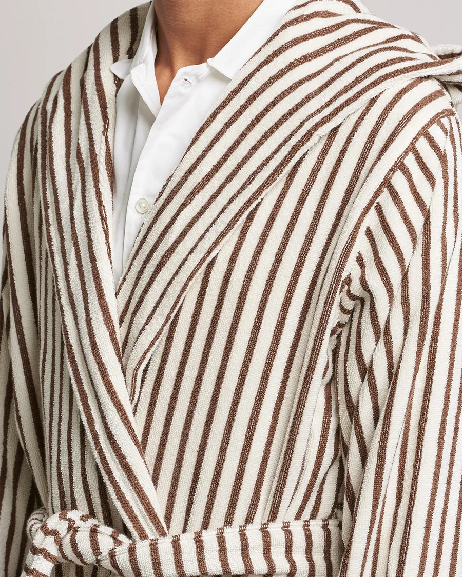 Tekla Organic Terry Hooded Bathrobe Kodiak Stripes