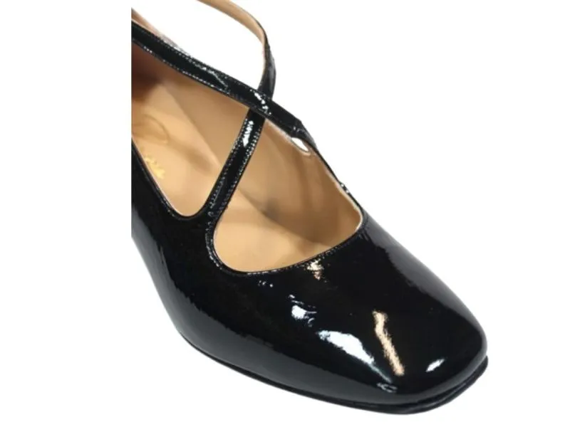 ZAPATO DE TACÓN EN PIEL CHAROL RAGAZZA CALZADOS ROLDAN EN COLOR NEGRO R5380